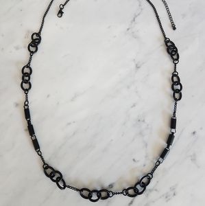 🌼 Matte black chain link long necklace